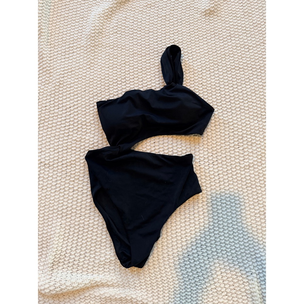 Victorias Secret Black One Shoulder Cutout One Piece Swimsuit Monokini Small